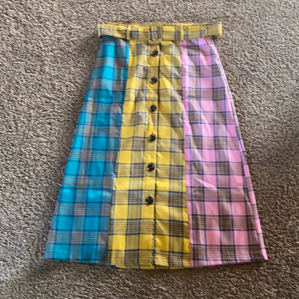 Multiple Color A Line Midi Skirt With Belt Attach… - image 1